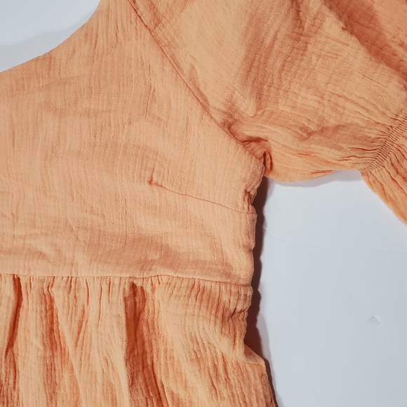 Beautiful Boho Laura Short Sleeve Tiered Midi Prairie Dress Peach Large W-457 - Picture 8 of 13